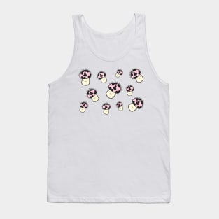 Cute but Poisonous Mushrooms Pattern Kawaii Pink Anime Harajuku Pink Mushroom Logo Minimal Art Tank Top